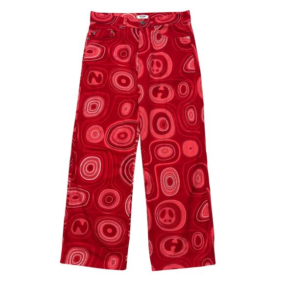 Moschino Pants - VTG 90's Red Moschino Peace Sign Jeans Grail SZ 32"